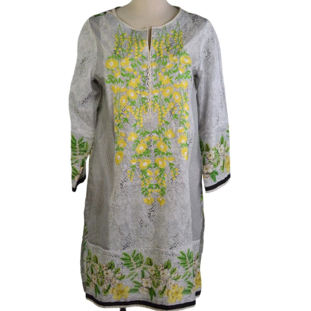 Kurta Tunic Dress Flower Embroidered Jewel Embellished Ethnic by Outfitters sz M